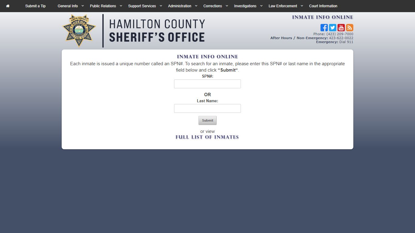 HCSO-Corrections-Inmate Information Online